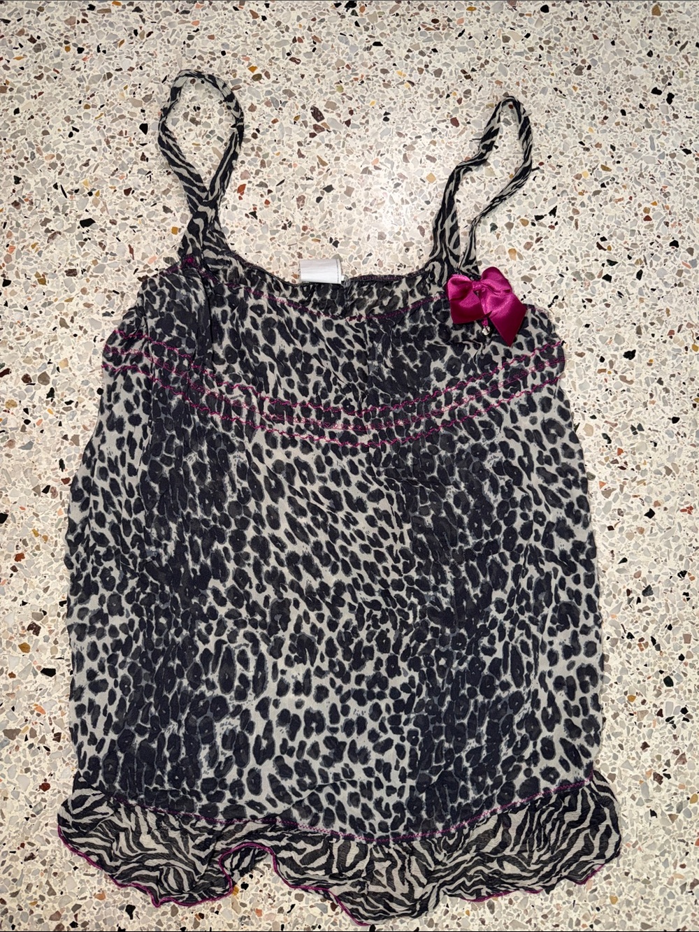 Intimissimi black pink bow camisole silk small s